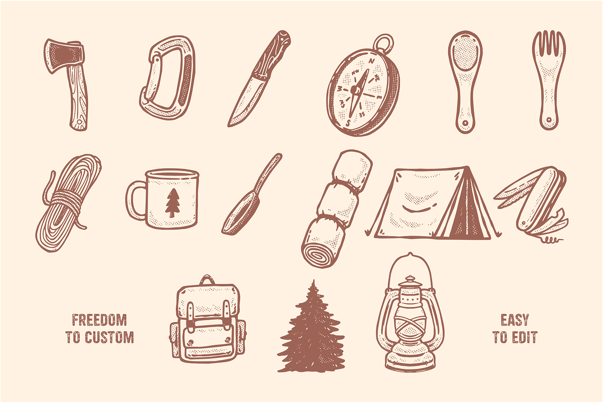 Vintage Outdoor Camping Clipart Set, an Object Graphic by MovinkGraphicStudio (Photo 2 of 3)