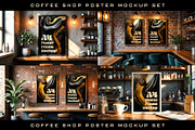 Coffee Shop Poster Mockup Set, a Books & Magazine Mockup by Black Cat Studio (Thumbnail 1 of 2)