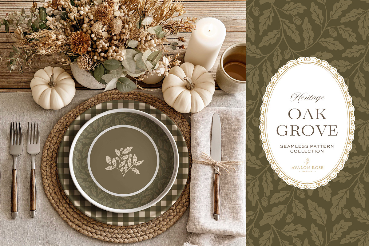 Oak & Acorn Autumn Patterns - Olive, a Pattern Graphic by Eclectic Anthology (Photo 3 of 13)