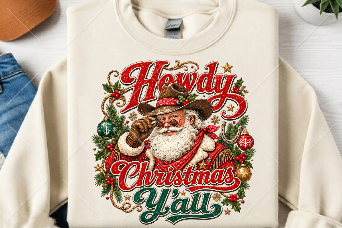 Howdy Christmas Y'all Santa PNG, a Seasonal Illustration by Canvas Craft (Photo 2 of 6)