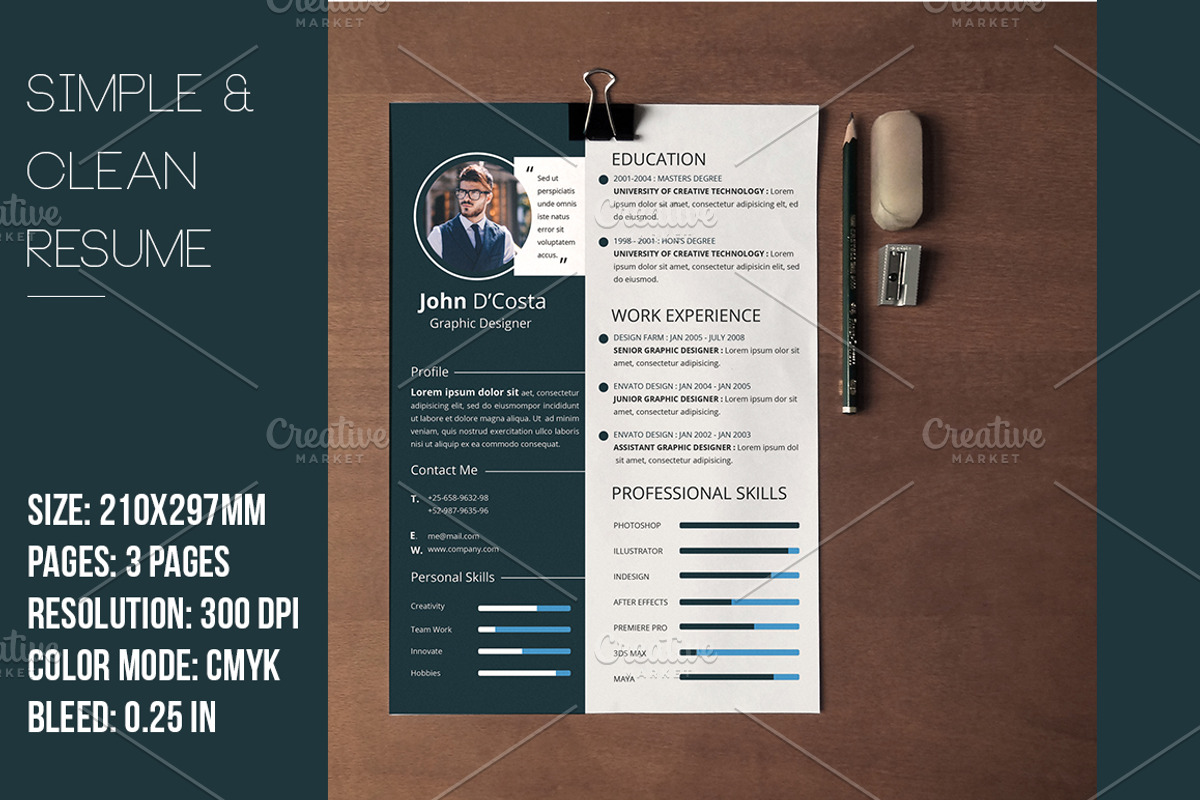 Simple & Clean Resume CV, a Resume Template by Minimalist Studio (Photo 1 of 2)