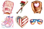 Retro Girly Baseball Clipart Sublima, an Illustration by Watercolor design (Thumbnail 4 of 4)
