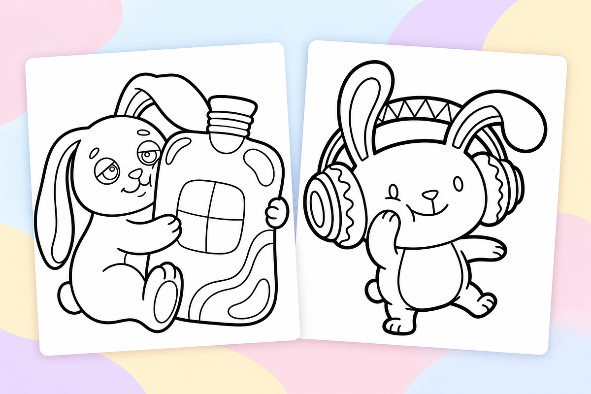 Cute Bunnies Coloring Pages Vol. 1, an Animal Illustration by Inkivelle Studio (Photo 2 of 3)