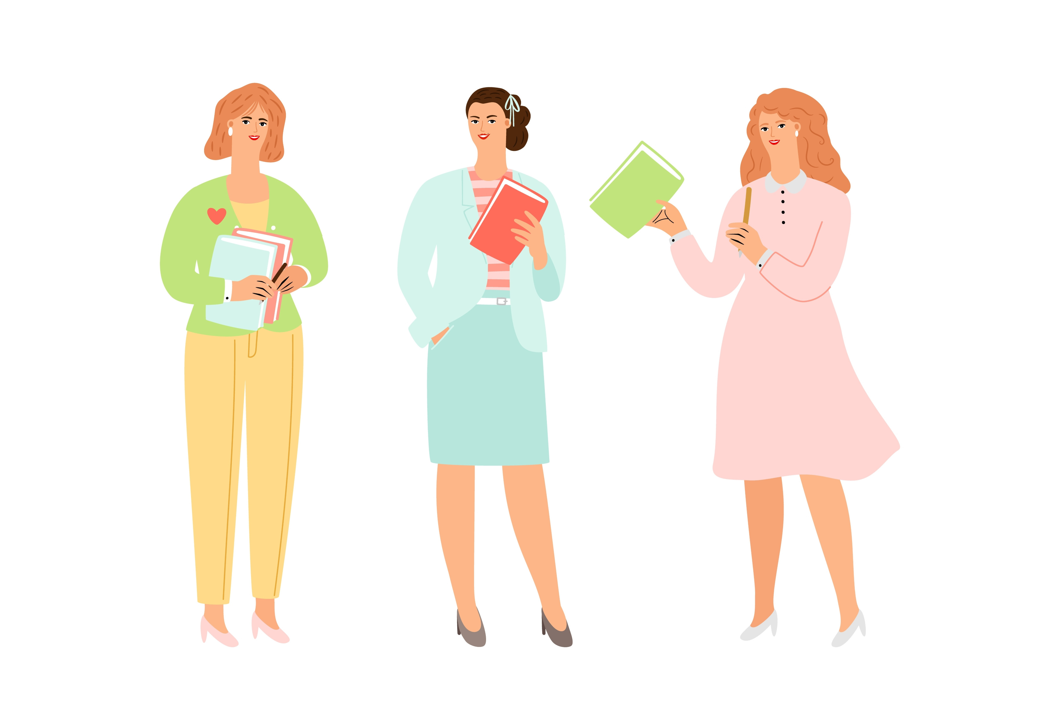 Female characters holding books, an Education Illustration by Stock ...