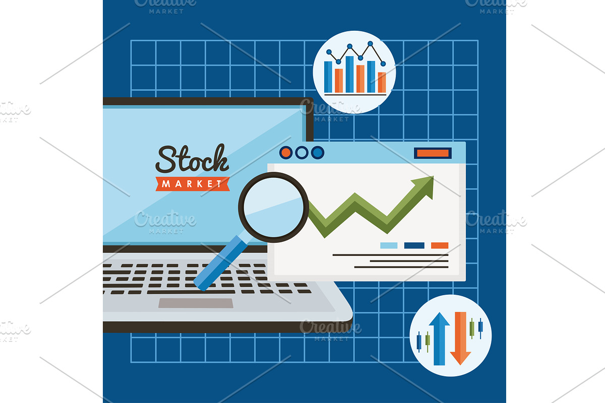stock market lettering tech, a Finance Illustration by studiogstock