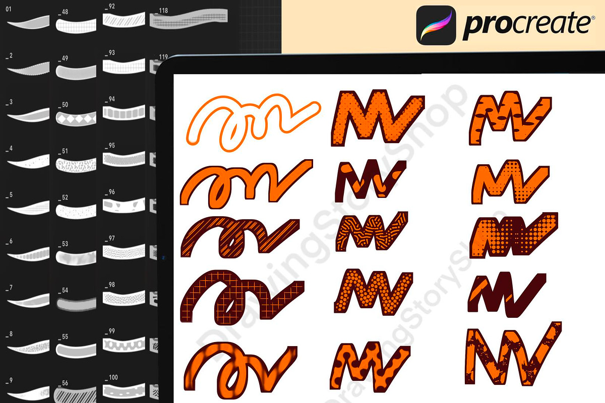 Procreate Outline Lettering Brushes, a Brush Add-On by DrawingStoryShop (Photo 2 of 7)