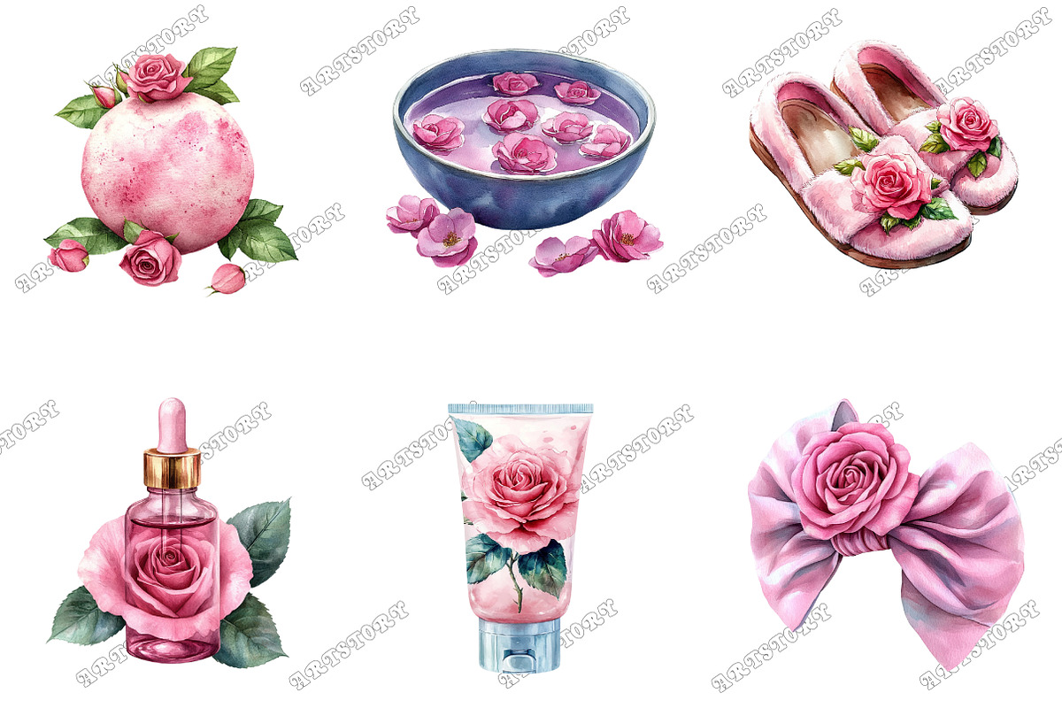 Pink Roses Pamper Time Clipart, an Illustration by designcity5 (Photo 3 of 5)