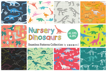 NURSERY DINOSAURS seamless patterns