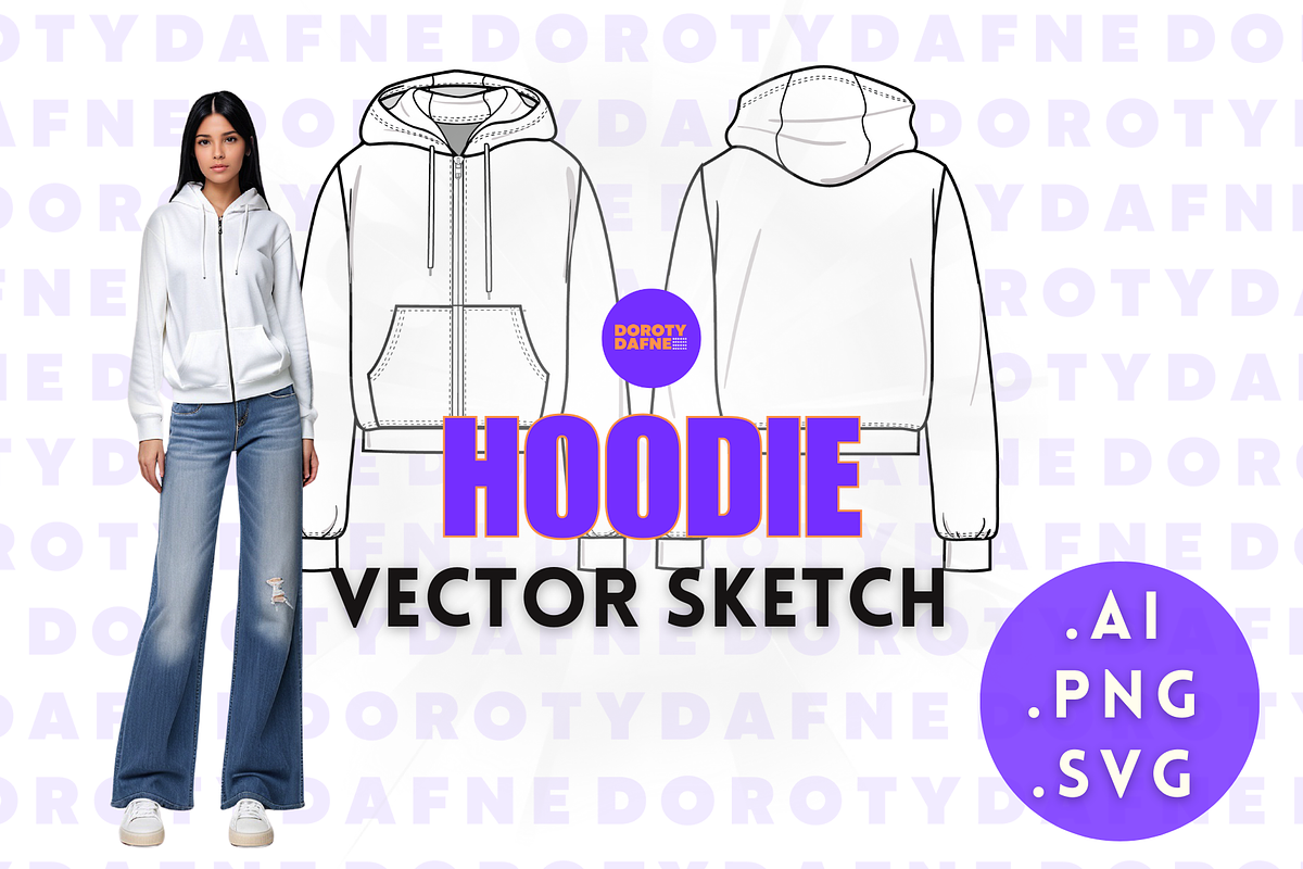 Zip Up Hoodie, an Apparel Mockup by Doroty Dafne Designs (Photo 1 of 7)