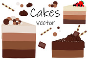 Cakes vector. Chocolate cake vector., a Food Illustration by IrinaShishkova (Thumbnail 1 of 2)