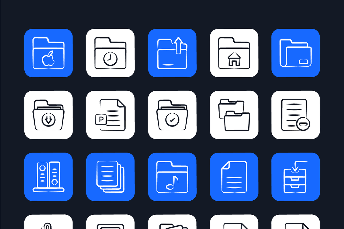 Files and Folders Icons, an Outline Icon by Brickclay (Photo 6 of 7)