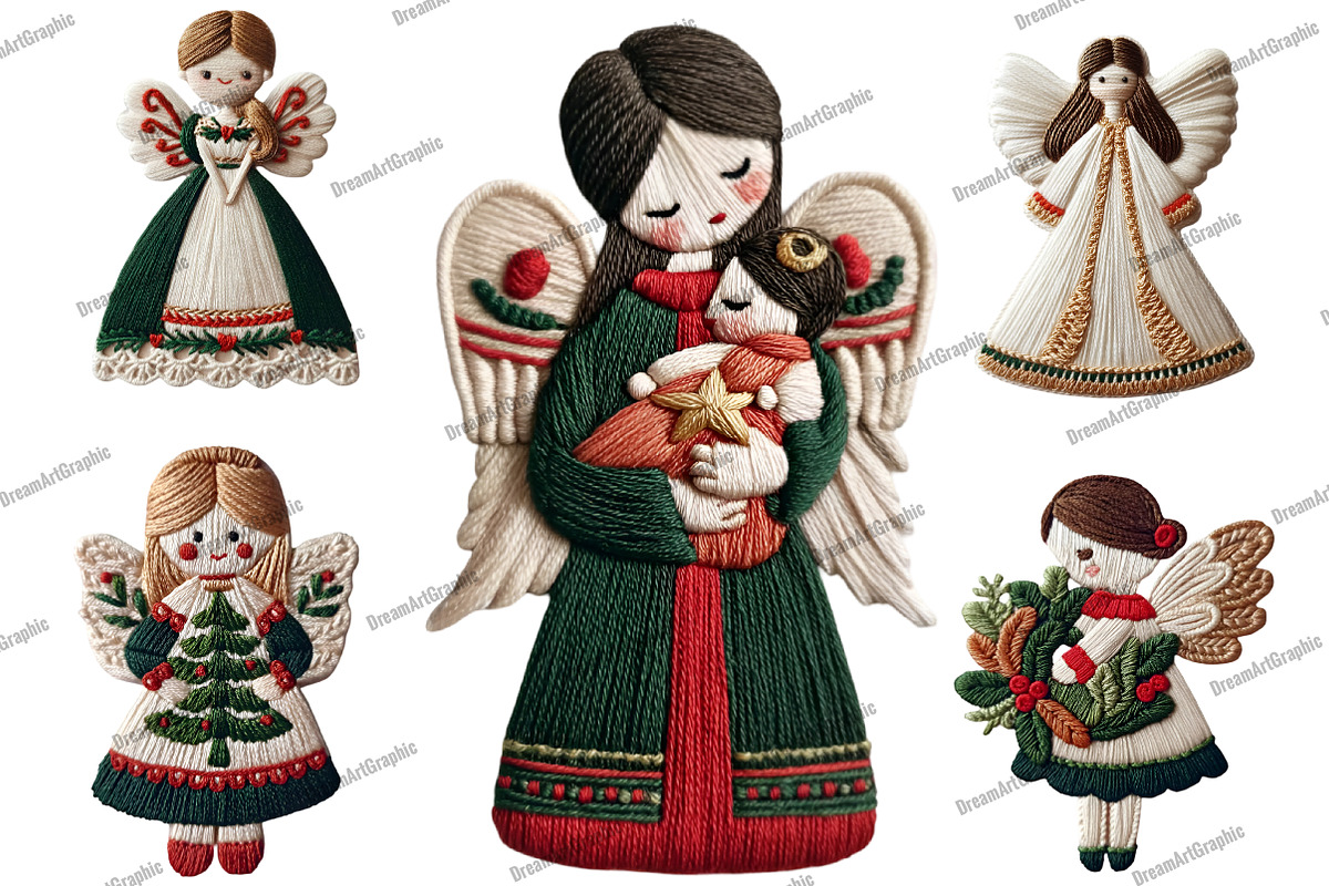 Whimsical Christmas Angel Clipart, an Illustration by DreamArtGraphic (Photo 5 of 5)