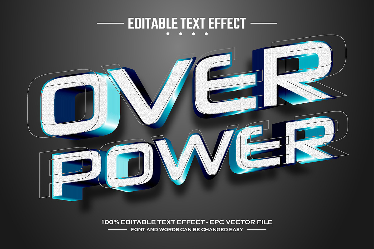 Over power 3D editable text effect, a Layer Style Add-On by nicemorning