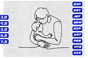 Father and Baby Hug Embroidery Line, an Illustration by Purpose Ekbal (Thumbnail 1 of 3)
