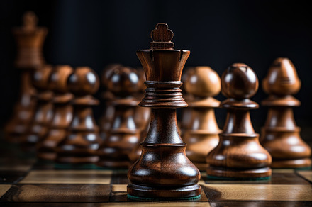 Wooden chess pieces on a chessboard., a Photo by Iftikhar Alam