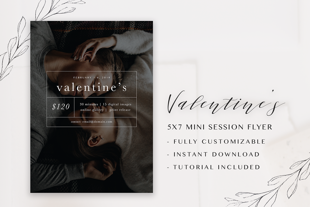 Valentine’s Mini Session Flyer - 5x7, a Flyer Template by molly ho studio