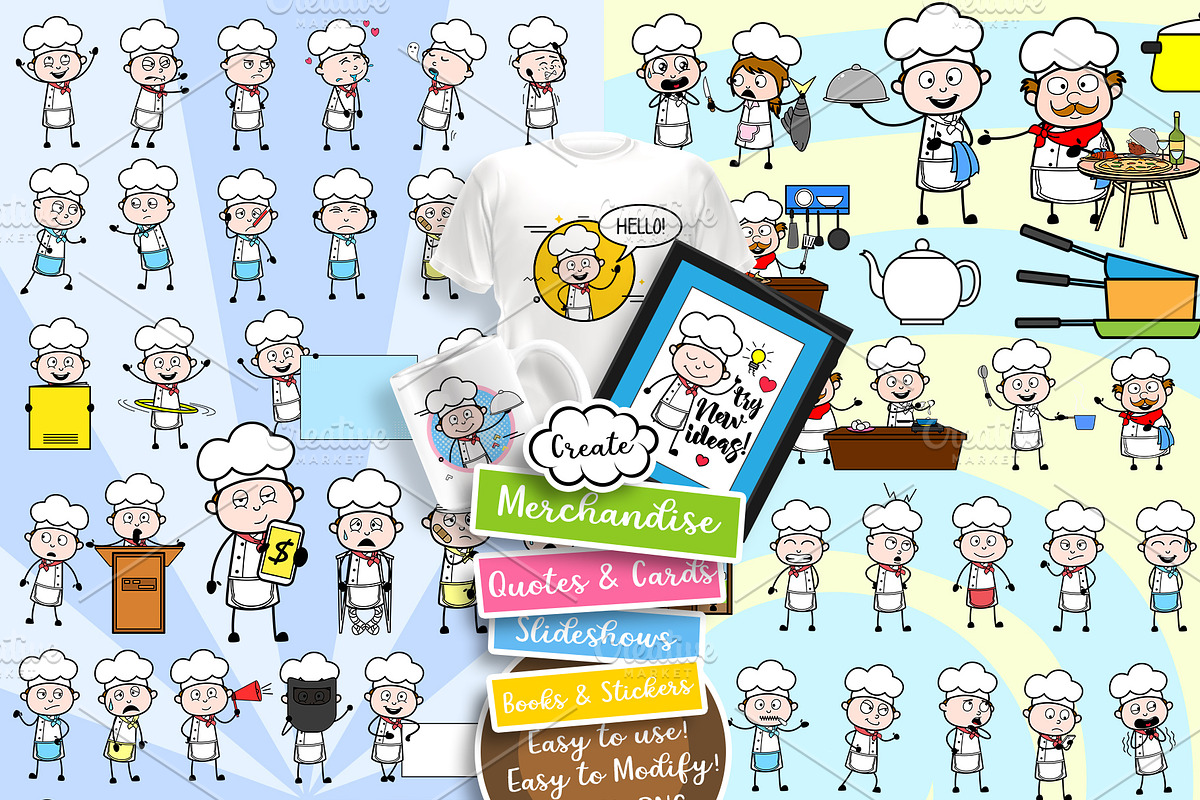 Chef ~ Cartoon Character Set, a Food Illustration by The Toon Company (Photo 3 of 6)