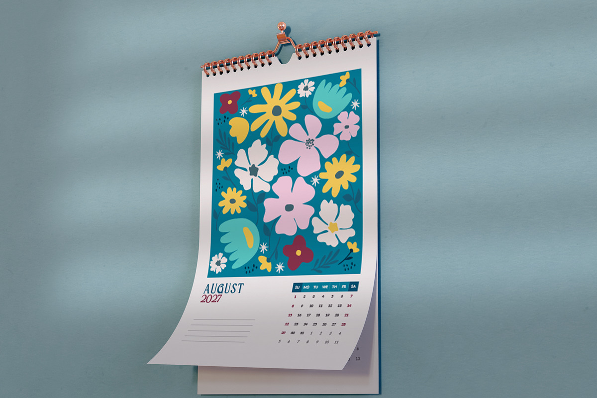2027 Floral Calendar Template Vector, a Stationery Template by Peacock_design (Photo 11 of 15)