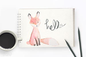 Watercolor Fox Digital Graphics