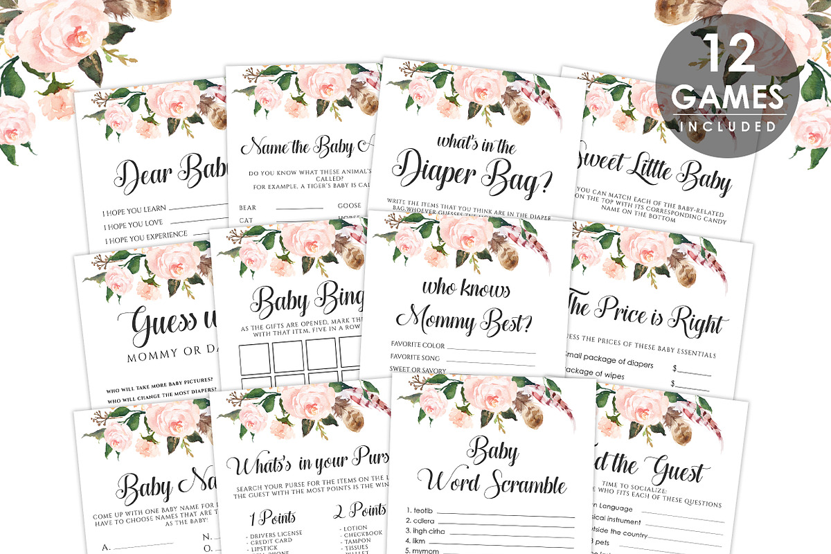 Baby Shower Games, Set Of 12, a Graphic by Wow Designs (Photo 1 of 5)