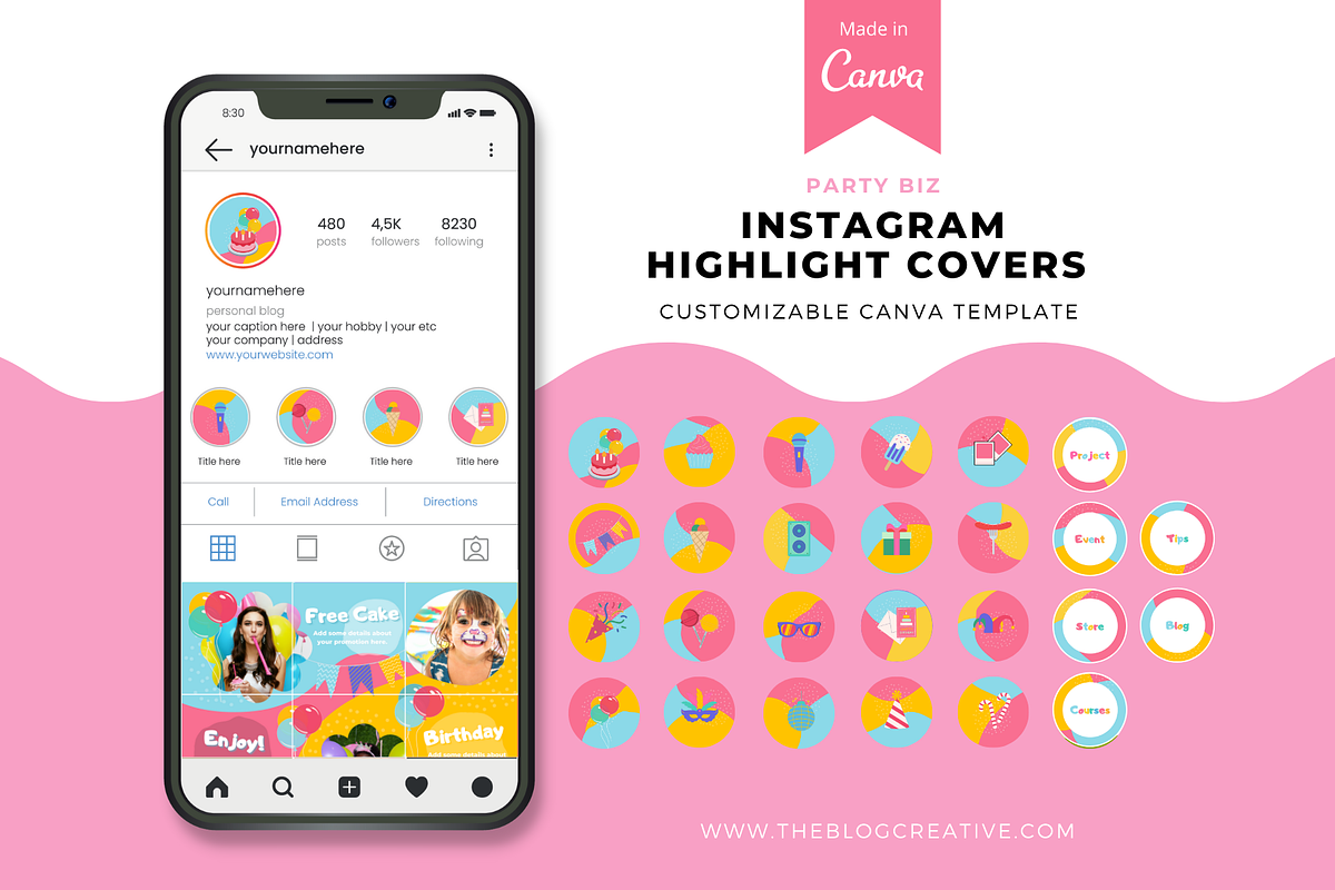PartyBiz, IG Highlight cover Icons, a Social Media Template by The Blog Creative (Photo 1 of 6)