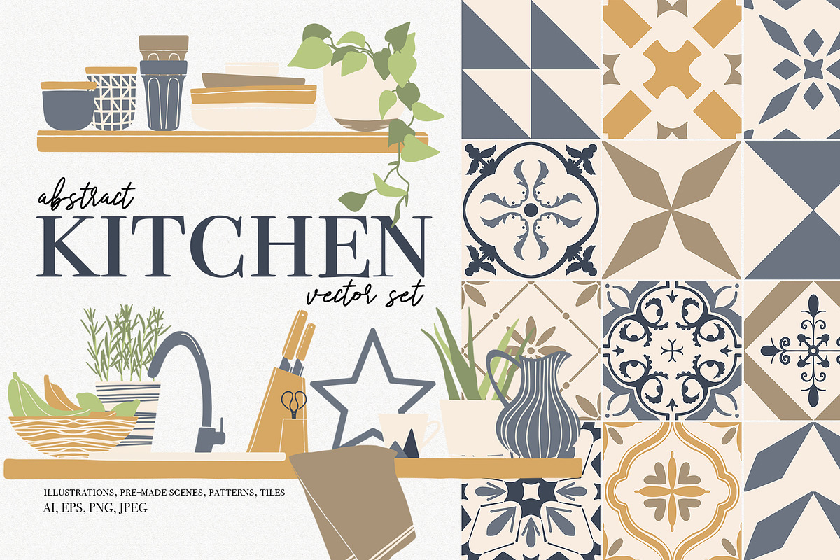 Abstract Kitchen vector clipart, a Decorative Illustration by ArtPavo (Photo 1 of 13)