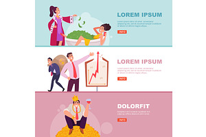 Successful people. banners with rich, a Person Illustration by Onyx