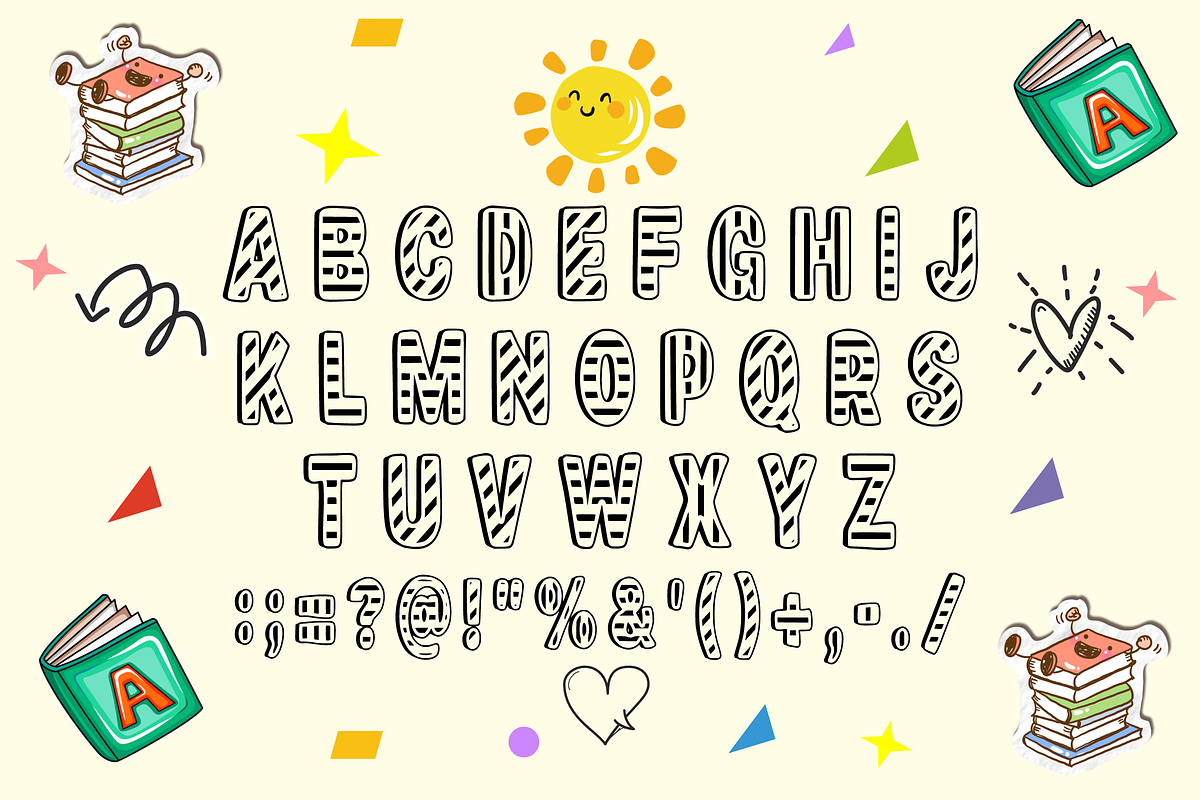 CHILDREN COMICS - Striped Kids Font, a Sans Serif Font by KiddoGlyphs Studio (Photo 4 of 5)