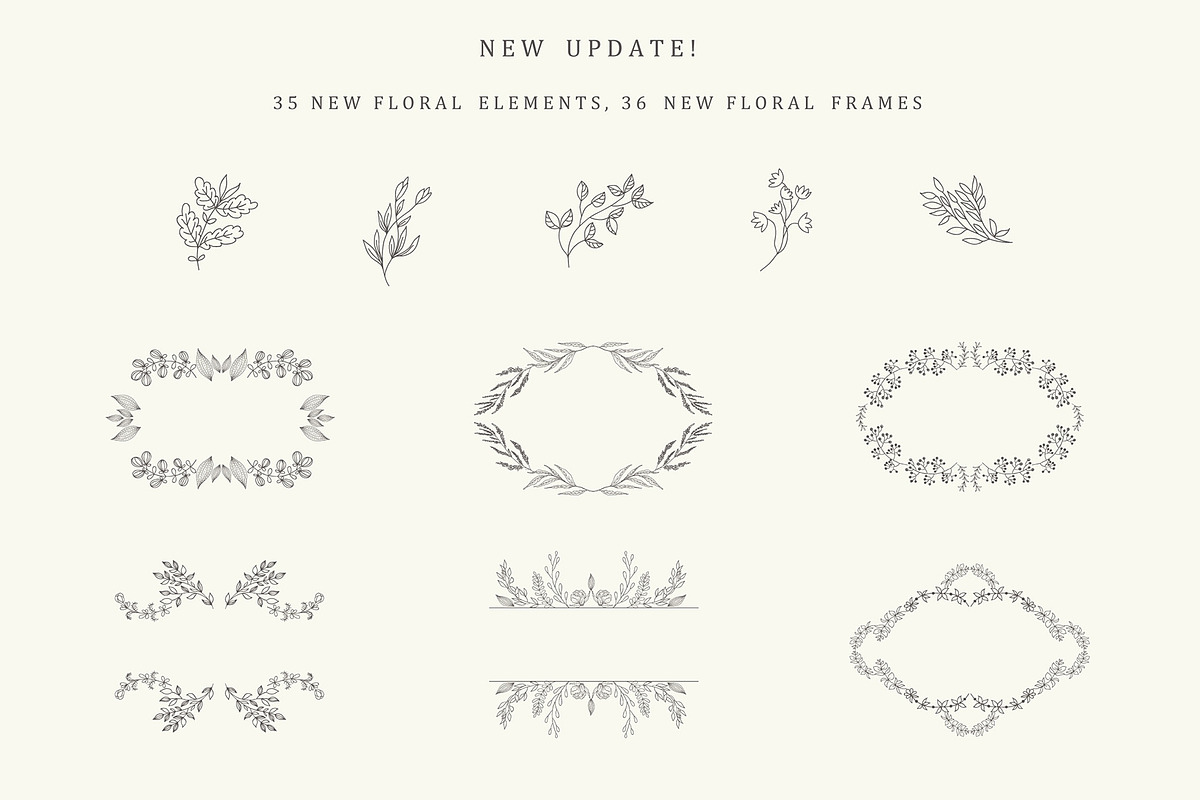 Hand Drawn Floral Elements. Frames, a Seasonal Illustration by Designwork (Photo 22 of 22)