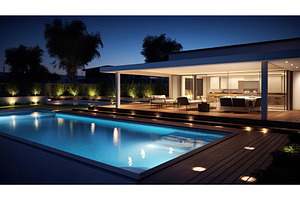 colorful swimming pool lights ai, a Technology Photo by pikepicture