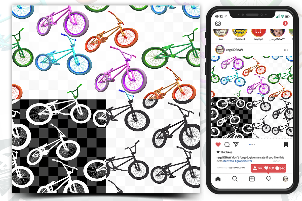 BMX Seamless Pattern Set, a Pattern Graphic by regalDRAW (Photo 3 of 3)