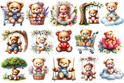 Watercolor Funny Teddy Bear Clipart, an Illustration by CraftArtStudio (Thumbnail 2 of 5)