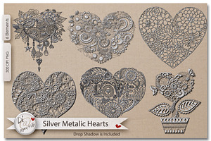 Silver Metalic Hearts