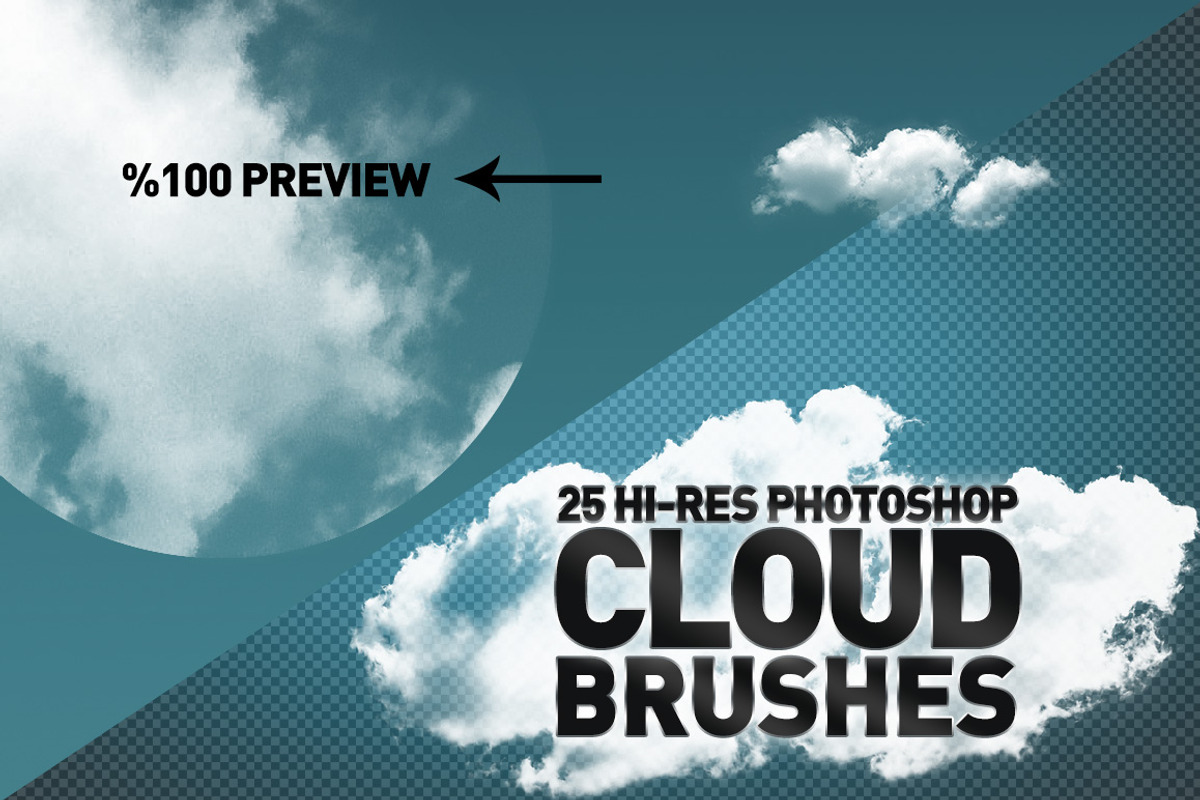 25 Hi-Res Cloud Brushes, a Brush Add-On by Creative Graphics (Photo 2 of 3)