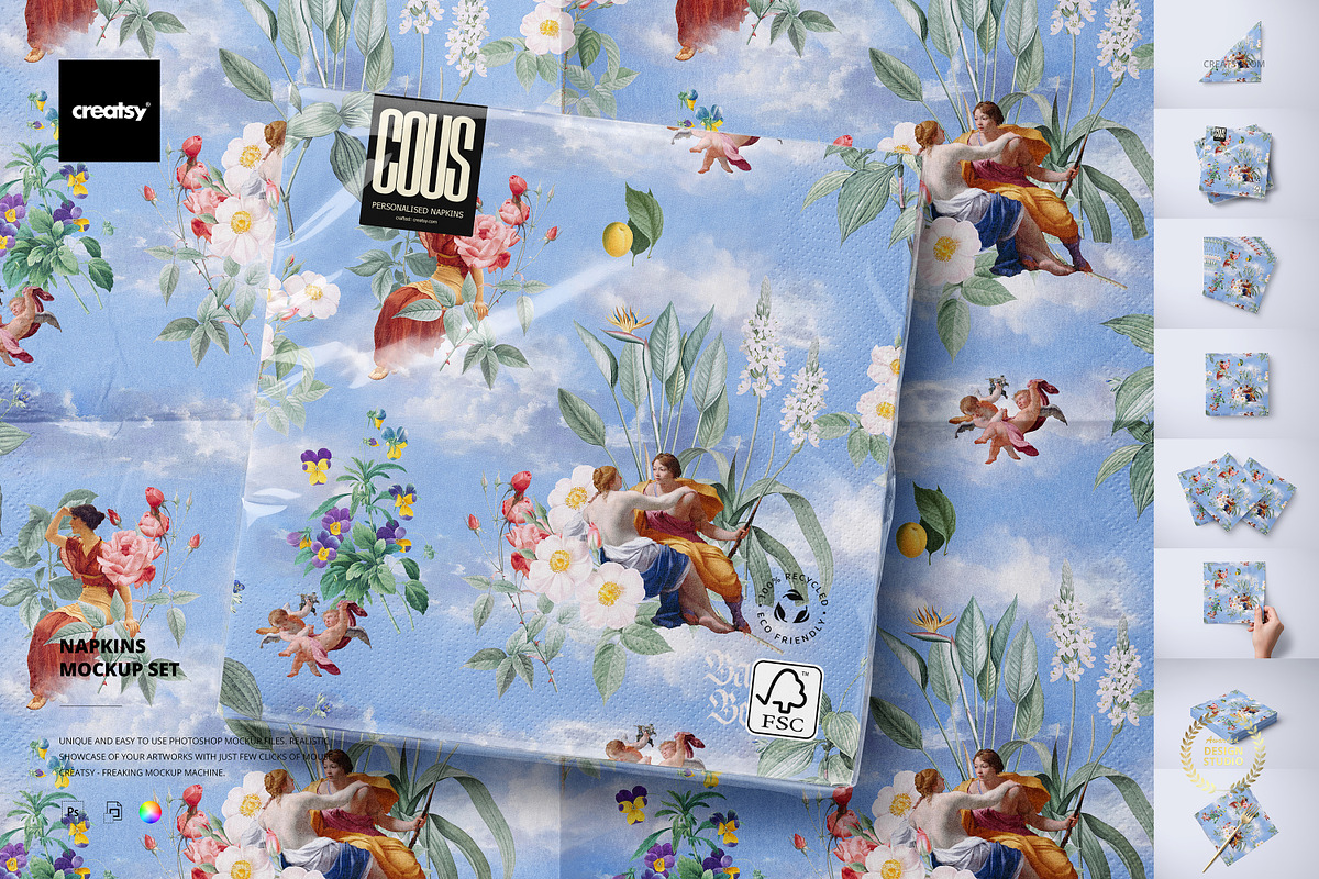 Napkins Mockup Set, a Merchandise Mockup by creatsy5 (Photo 1 of 15)