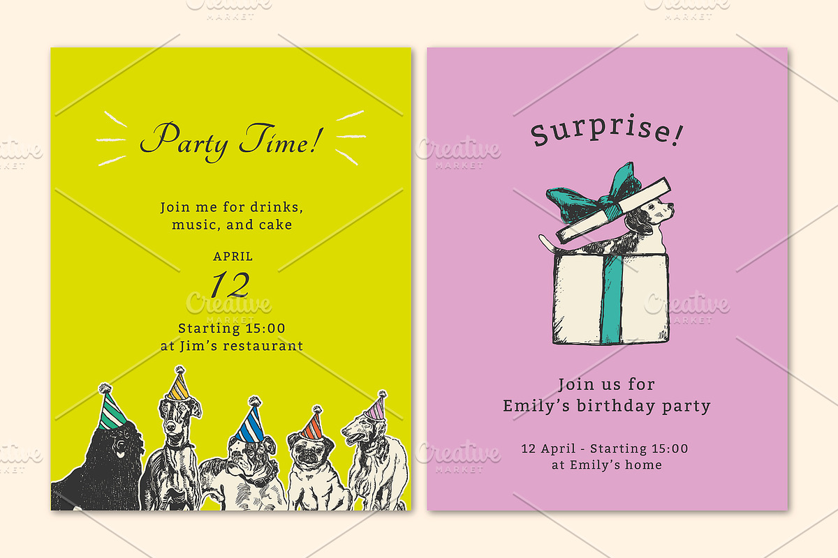 Editable party flyer template set, a Flyer Template by rawpixel