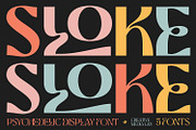 Sloke - Psychedelic Display font, a Sans Serif Font by creativemedialab