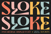 Sloke - Psychedelic Display font, a Sans Serif Font by creativemedialab (Thumbnail 1 of 10)