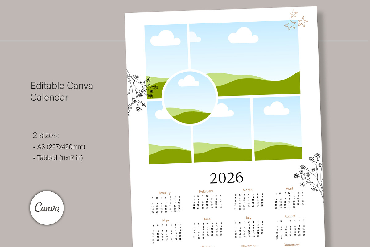 2026 Photo Collage Calendar Template, a Poster Template by R-studio (Photo 2 of 8)