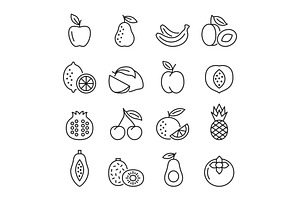 Fruit Line Icon Set