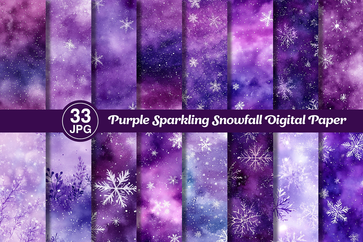 Purple Sparkling Snowfall Paper, a Texture Graphic by Dream Creation (Photo 1 of 7)