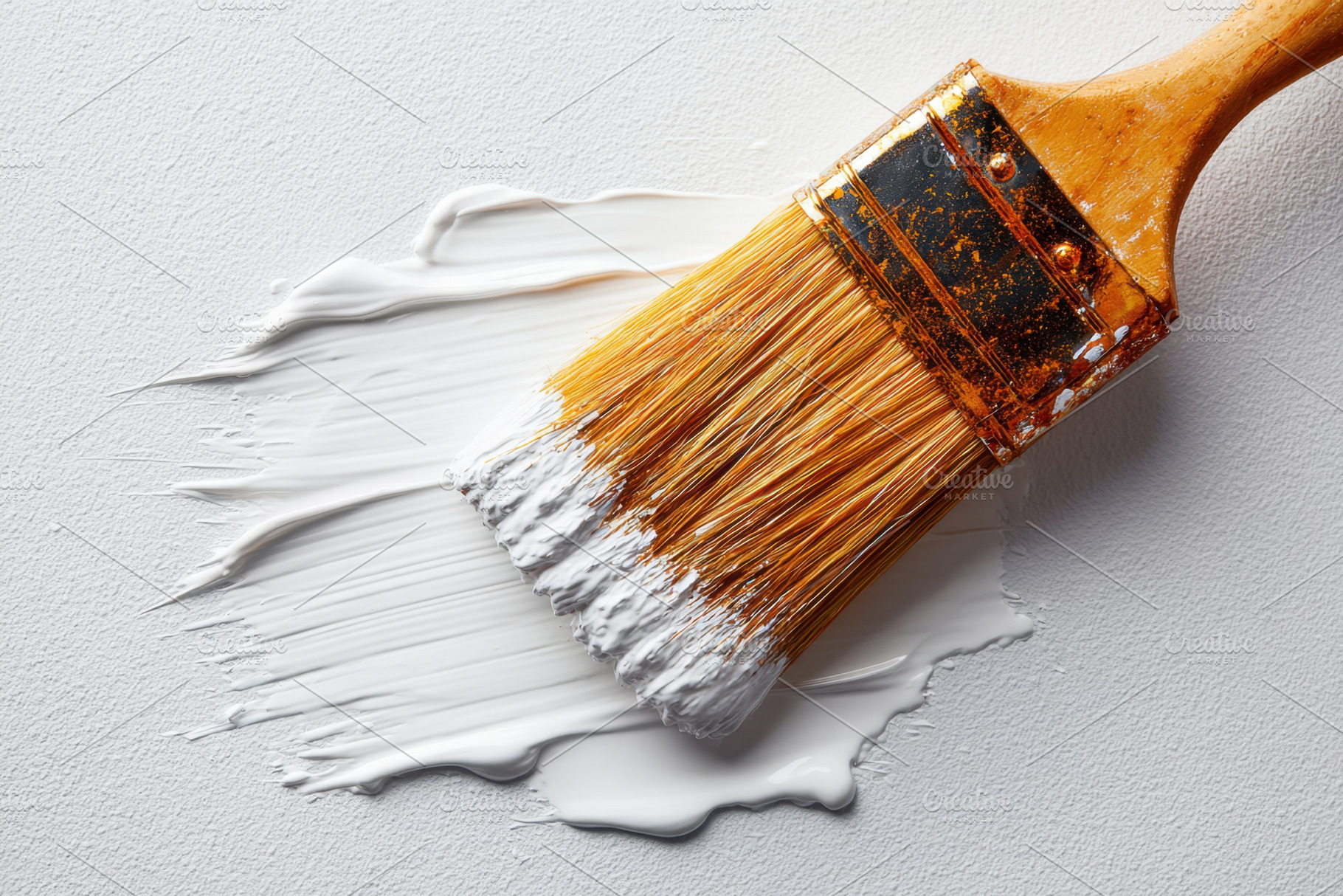 Paintbrush on textured white surface, an Industrial Photo by AlyaAnd