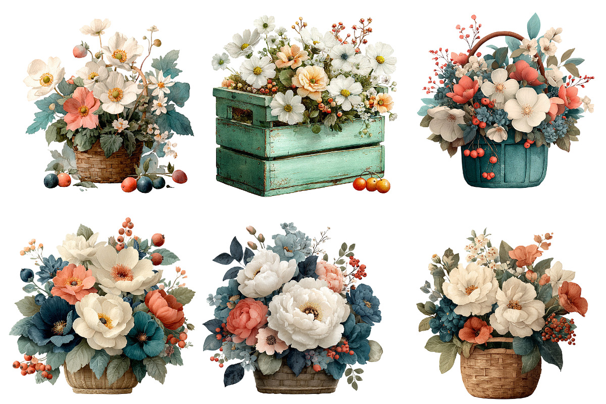 vintage wicker basket clipart, an Illustration by Designworld (Photo 3 of 6)