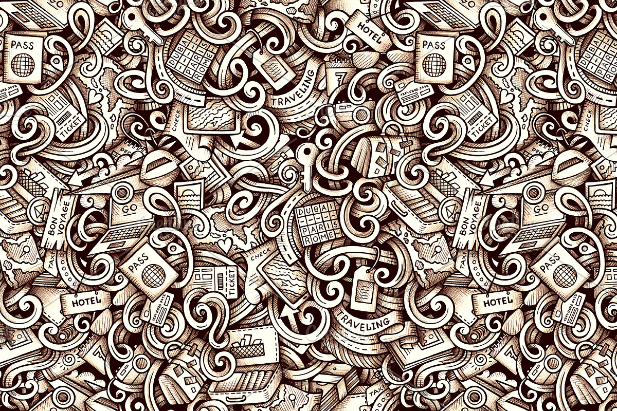 Travel Graphics Doodles Patterns, a Decorative Illustration by BALABOLKA (Photo 5 of 6)