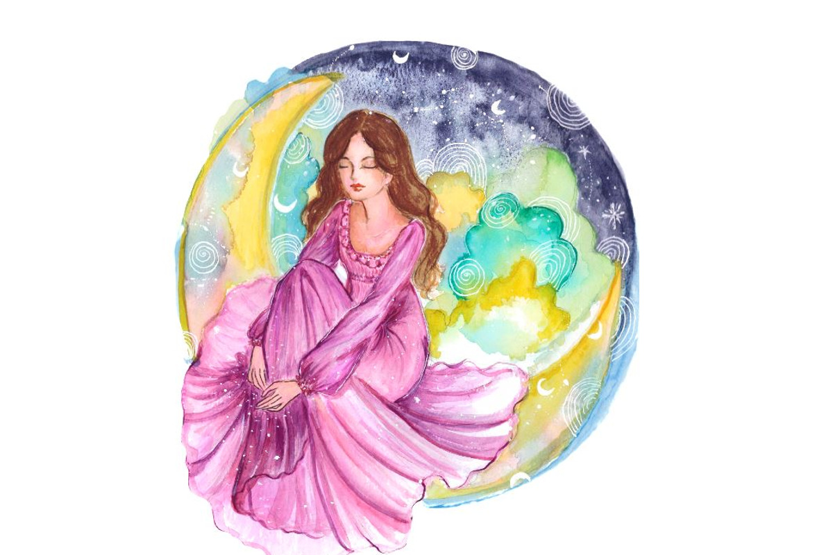 Girl sitting on the moon, a Person Illustration by tranyenhanu (Photo 1 of 3)