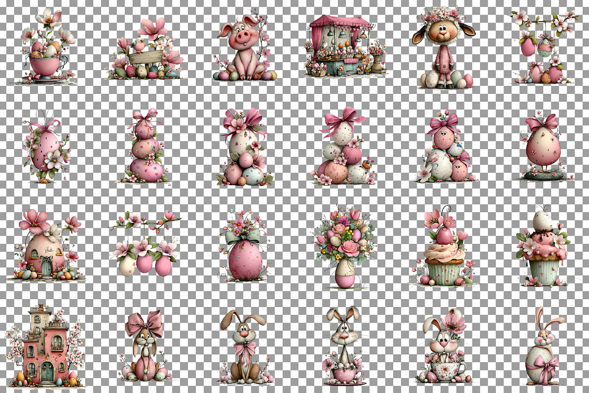 Pink Easter Watercolor Clipart Bundl, an Illustration by Sublimation Artist (Photo 3 of 7)
