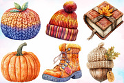 Vintage Knitted Autumn Clipart PNG, a Seasonal Illustration by Canvas Craft (Thumbnail 4 of 5)