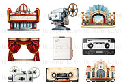 Watercolor Cinema Clipart, Theatre, a Technology Illustration by BrushstrokeArtGB (Thumbnail 2 of 9)