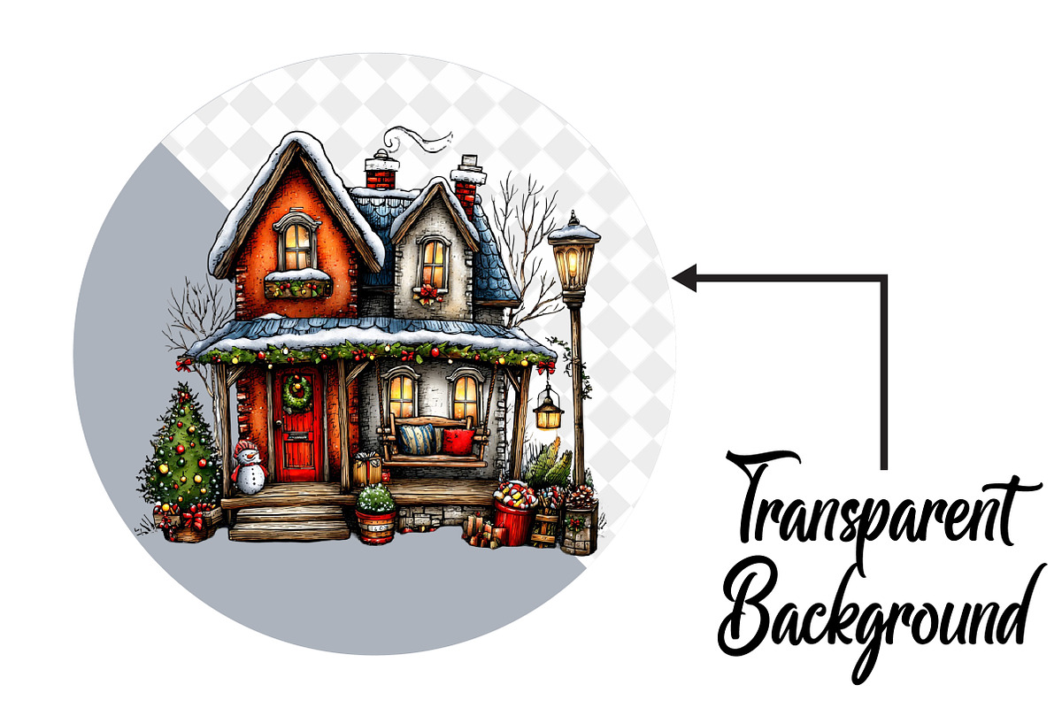 Christmas Victorian Houses Clipart, an Illustration by Pixels.Craft (Photo 2 of 6)