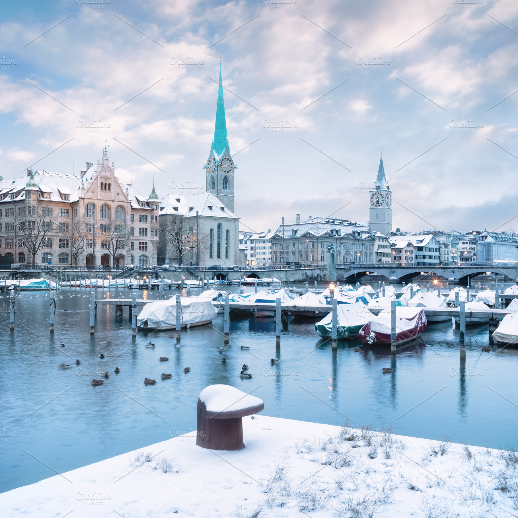 Old zurich town in winter view on stock photo containing zurich and old town, an Architecture Photo by sweet spot